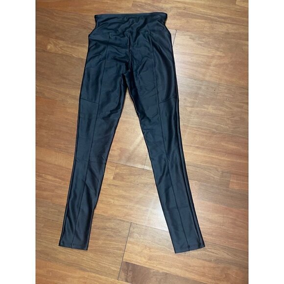 Yummie Faux Leather Leggings in Black Small As-is Vegan Pants - Picture 8 of 14